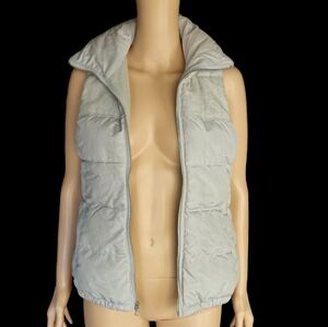 Old Navy Cloud Cover XS grey quilted puffer vest with zipper + pockets